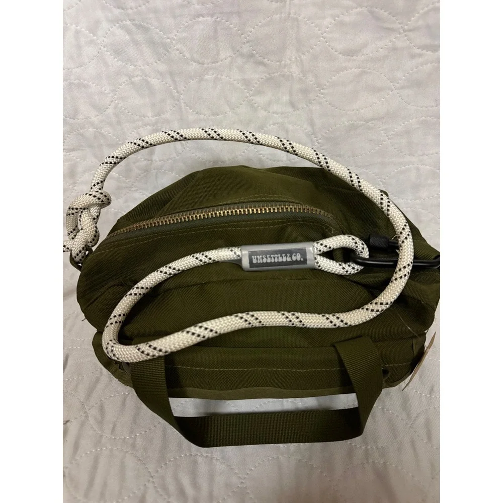 Unsettle & Co Commuter Bag Olive Green Canvas Rope Strap Carabiner Crossbody